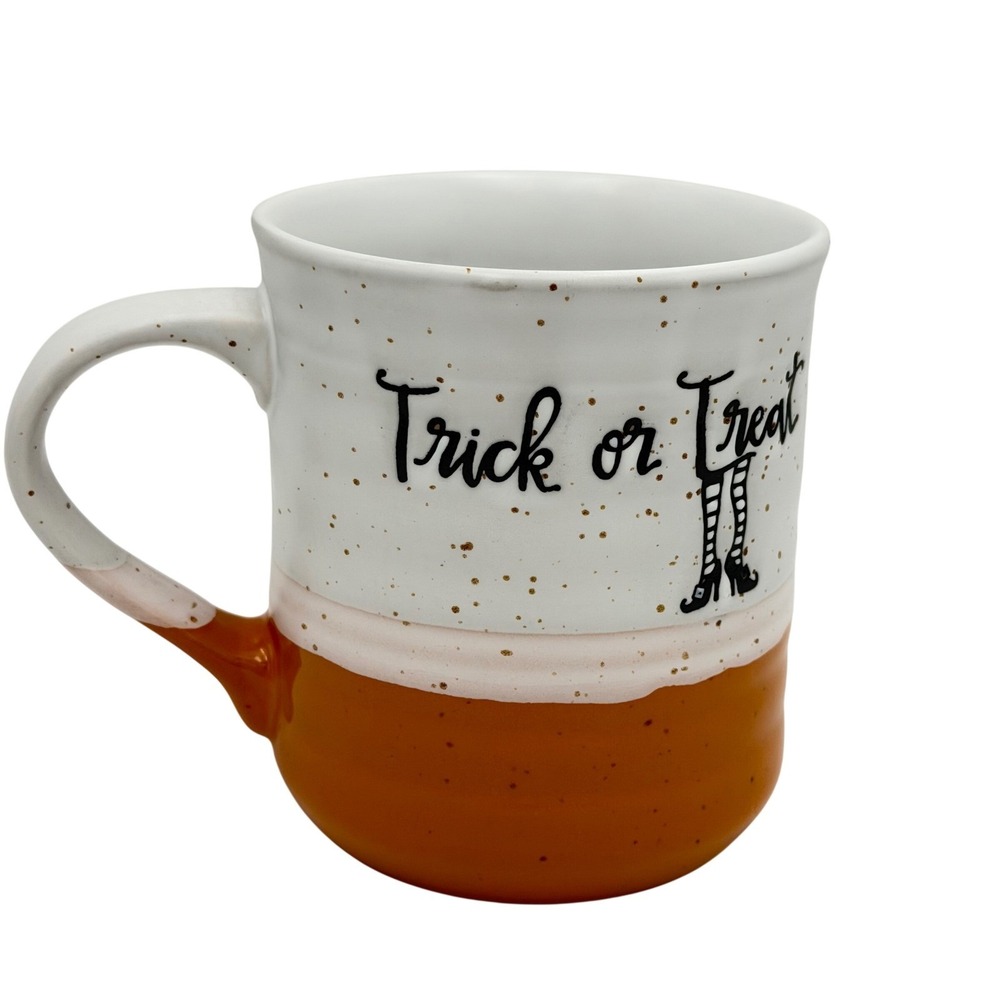 Sheffield Home Halloween Trick or Treat Witch Legs Speckled Ceramic Mug Orange - Picture 4 of 9